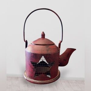 Metal Rustic Americana Farmhouse Country Star Cutout Tealight Kettle